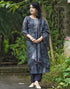 Alvami Women’s Blue Yoke Embroidered & Floral Printed Straight Kurta Pant with Dupatta Set