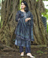 Alvami Women’s Blue Yoke Embroidered & Floral Printed Straight Kurta Pant with Dupatta Set