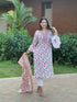 White Printed Viscose Rayon Kurta And Pant Set