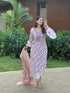 White Printed Viscose Rayon Kurta And Pant Set