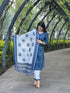 Blue Floral Print Viscose Rayon Kurta And Pant Set