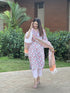 White Printed Viscose Rayon Kurta And Pant Set