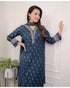 Viscose Navy Blue Kurta And Pant Set With Dupatta