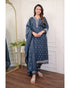Viscose Navy Blue Kurta And Pant Set With Dupatta