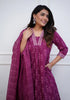 Alvami Women’s Pink Printed Viscose Anarkali Kurta Pant With Dupatta Set