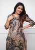 Black Printed Viscose Rayon Kurta, Pant And Dupatta Set