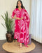 Alvami Women’s Pink Printed Viscose Straight Kurta Set with Dupatta