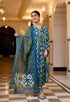 Green And Blue Printed Viscose Rayon Kurta, Pant And Dupatta Set