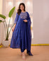 Alvami Women’s Blue Silk Embroidered Anarkali Suit Set with Dupatta