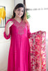 Alvami Women’s Pink Silk A-Line Embroidered Kurta Set with Dupatta
