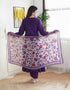 Alvami Women’s Purple Silk A-Line Embroidered Kurta Set with Dupatta