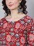 Viscose Floral Printed Red Kurta And Pant Set With Dupatta