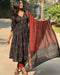 Viscose Black Anarkali Kurta And Pant Set With Dupatta