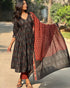 Viscose Black Anarkali Kurta And Pant Set With Dupatta