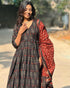 Viscose Black Anarkali Kurta And Pant Set With Dupatta