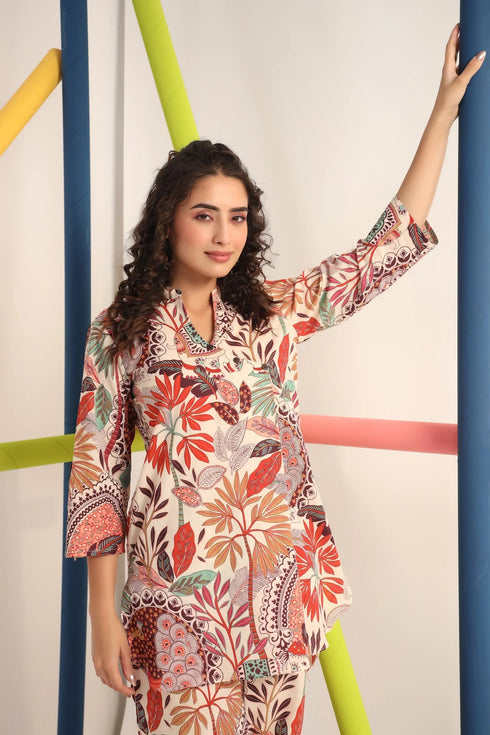 Women Floral Printed Cotton Cord set