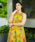 Alvami Women Yellow Floral Printed Viscose A-Line Sleeveless Kurta with Palazzo Set