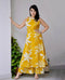 Alvami Women Yellow Floral Print Viscose A-Line Kurta Palazzos Set with pocket
