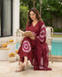Alvami Women Maroon Printed Viscose A-Line Kurta Pant with Dupatta Set