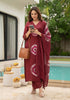 Alvami Women Maroon Printed Viscose A-Line Kurta Pant with Dupatta Set