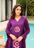 Alvami Women Purple Printed Viscose A-Line Kurta Pant With Dupatta Set