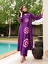 Alvami Women Purple Printed Viscose A-Line Kurta Pant With Dupatta Set