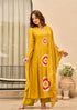 Alvami Women Yellow Printed Viscose A-Line Kurta Pant With Dupatta Set