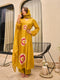 Alvami Women Yellow Printed Viscose A-Line Kurta Pant With Dupatta Set