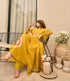 Alvami Women Yellow Printed Viscose A-Line Kurta Pant With Dupatta Set