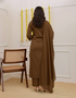 Alvami Women Brown Viscose Straight Kurta with Embroidered Neckline & Pant With Dupatta Set