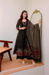 Alvami Women’s Black Printed Viscose Anarkali Kurta Set with Dupatta