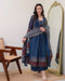 Alvami Women’s Blue Printed Viscose Anarkali Kurta Set with Dupatta