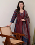 Alvami Women’s Maroon Printed Viscose Anarkali Kurta Set with Dupatta