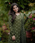 Alvami Women Green Printed Viscose A-Line Kurta Pant With Dupatta Set