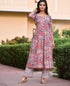 Pink Printed Viscose Rayon Kurta And Pant Set