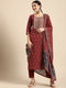 Viscose Red Kurta And Pant Set With Dupatta