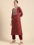 Viscose Red Kurta And Pant Set With Dupatta