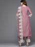 Pink Anarkali Kurta And Pant Set With Dupatta