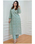 Green Printed Viscose Rayon Kurta And Pant Set
