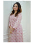 Light Blue, Pink Printed Viscose Rayon Kurta, Pant And Dupatta Set