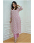 Light Blue, Pink Printed Viscose Rayon Kurta, Pant And Dupatta Set