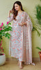 Pink Embroidery Viscose Rayon Kurta, Pant And Dupatta Set