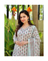 White Printed Viscose Rayon Kurta And Pant Set
