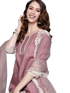 Pink Anarkali Kurta And Pant Set With Dupatta